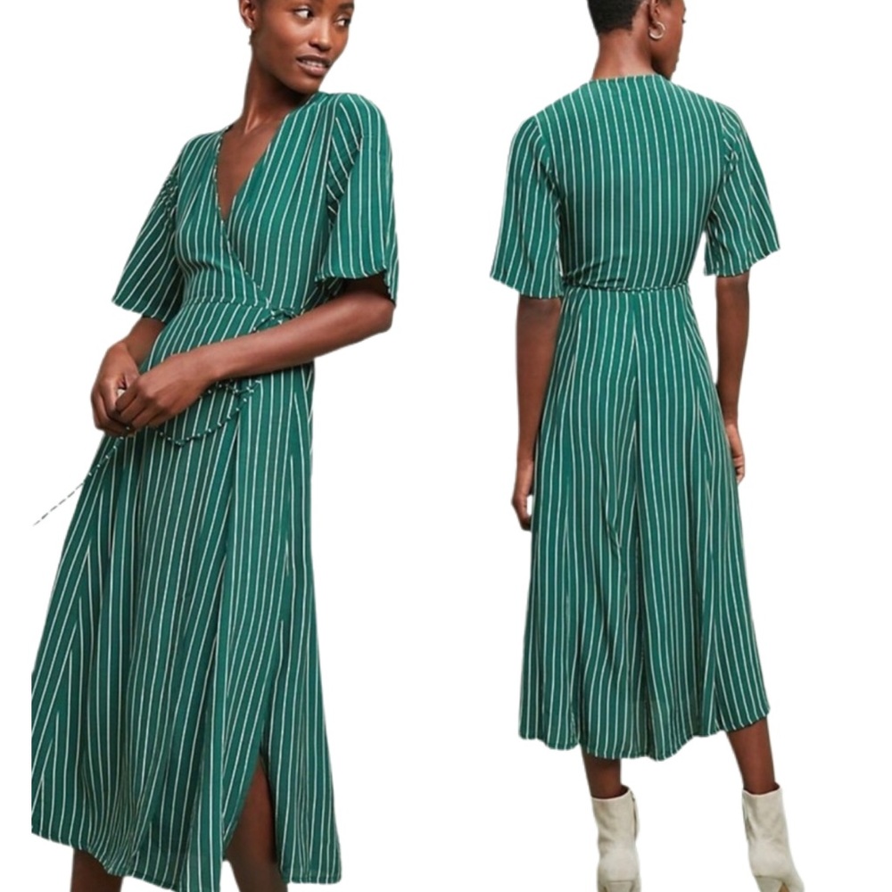 faithfull the brand Paseo Rich green wrap dress